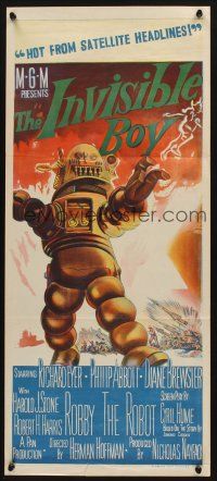 4e899 INVISIBLE BOY Aust daybill '57 Robby the Robot as the monster who would destroy the world!