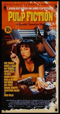 4e948 PULP FICTION Aust daybill '94 Quentin Tarantino, sexy Uma Thurman smoking in bed!