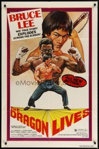 4m270 DRAGON LIVES 1sh '78 Bruce Lee pseudo biography, cool artwork!