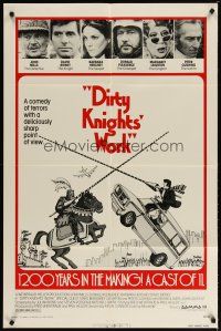 4m255 DIRTY KNIGHT'S WORK 1sh '76 John Mills, Donald Pleasence, wild wacky artwork!