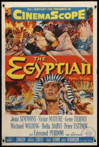 4m285 EGYPTIAN 1sh '54 Michael Curtiz, art of Jean Simmons, Victor Mature & Gene Tierney!