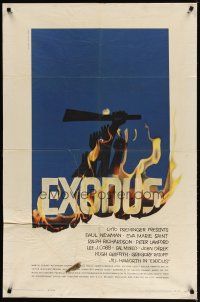 4m307 EXODUS 1sh '61 Otto Preminger, great artwork of arms reaching for rifle by Saul Bass!