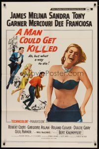 4m565 MAN COULD GET KILLED 1sh '66 James Garner, sexy Melina Mercouri, Sandra Dee, Tony Franciosa!