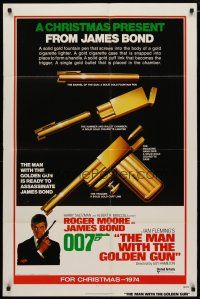 4m573 MAN WITH THE GOLDEN GUN int'l advance 1sh '74 art of Roger Moore as James Bond by McGinnis!