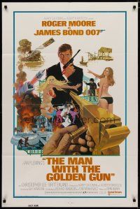 4m572 MAN WITH THE GOLDEN GUN east hemi 1sh '74 art of Roger Moore as James Bond by McGinnis!