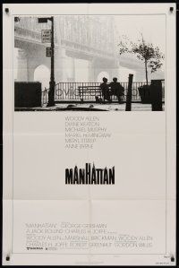 4m576 MANHATTAN style B 1sh '79 classic image of Woody Allen & Diane Keaton by bridge!