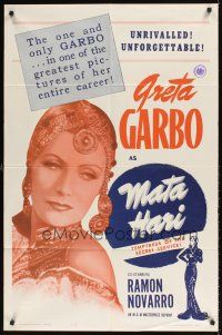 4m586 MATA HARI 1sh R63 great close-up image of pretty Greta Garbo!