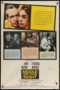 4m593 MIDDLE OF THE NIGHT 1sh '59 sexy young Kim Novak is involved with much older Fredrich March!