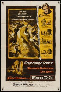 4m601 MOBY DICK 1sh '56 John Huston, great art of Gregory Peck & the giant whale by Gustav Rehberger