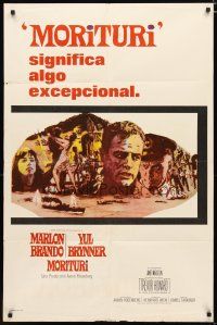 4m610 MORITURI Spanish/U.S. 1sh '65 art of Marlon Brando & Nazi captain Yul Brynner!