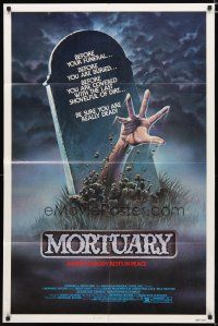 4m611 MORTUARY 1sh '83 Satanic cult, cool artwork of hand reaching up from grave!