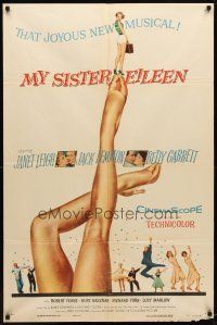 4m624 MY SISTER EILEEN style B 1sh '55 Janet Leigh, Jack Lemmon & Betty Garrett, sexy legs!