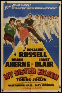 4m623 MY SISTER EILEEN style B 1sh '42 Rosalind Russell in stage hit that convulsed Broadway!