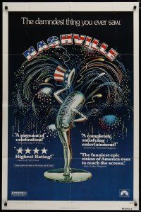 4m630 NASHVILLE 1sh '75 Robert Altman, cool patriotic sexy microphone artwork!