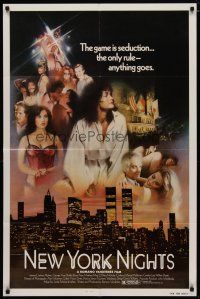 4m639 NEW YORK NIGHTS 1sh '84 Corinne Wahl, George Ayer, sexy image!