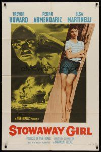 4m862 STOWAWAY GIRL 1sh '57 Trevor Howard, Pedro Armendariz, full-length Else Martinelli!