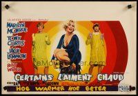 4p081 SOME LIKE IT HOT Belgian '59 Marilyn Monroe with ukulele, Tony Curtis & Jack Lemmon in drag!