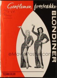 4p181 GENTLEMEN PREFER BLONDES Danish program '54 different images of sexy Marilyn Monroe & J.R.!