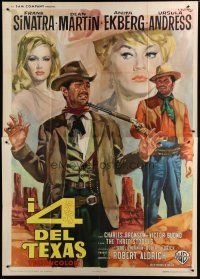 5b130 4 FOR TEXAS Italian 2p '64 Ciriello art of Sinatra, Martin, Anita Ekberg & Ursula Andress!