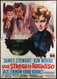 5b136 BELL, BOOK & CANDLE Italian 2p R60s Olivetti art of James Stewart, sexy Kim Novak & Lemmon!