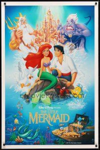 5f487 LITTLE MERMAID int'l 1sh '89 great image of Ariel & cast, Disney underwater cartoon!