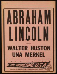 5g097 ABRAHAM LINCOLN herald R50s Walter Huston as Honest Abe, directed by D.W. Griffith!