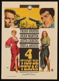 5g148 4 FOR TEXAS Spanish herald '64 Sinatra, Dean Martin, Anita Ekberg, Ursula Andress, Jano art!