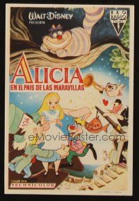 5g151 ALICE IN WONDERLAND Spanish herald '54 Walt Disney Lewis Carroll classic, different art!