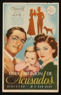 5g154 ANOTHER THIN MAN Spanish herald '39 William Powell, Myrna Loy, baby & Asta + silhouette art!