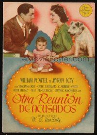 5g155 ANOTHER THIN MAN pink Spanish herald '39 William Powell, Myrna Loy with baby & Asta the dog!