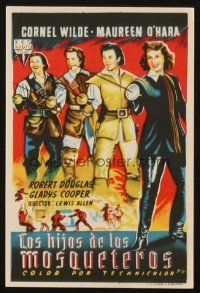 5g157 AT SWORD'S POINT Spanish herald '52 different Lloan art of Cornel Wilde & Maureen O'Hara!