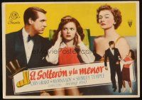 5g158 BACHELOR & THE BOBBY-SOXER Spanish herald '48 Shirley Temple between Cary Grant & Myrna Loy!