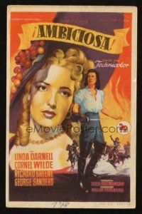 5g182 FOREVER AMBER Spanish herald '47 different Soligo art of sexy Linda Darnell & Cornel Wilde!