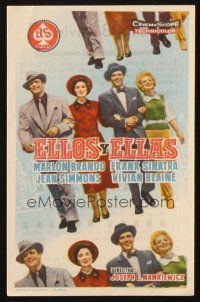 5g191 GUYS & DOLLS Spanish herald '55 Marlon Brando, Simmons, Frank Sinatra & Blaine arm-in-arm!