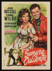 5g196 HOT BLOOD Spanish herald '57 different art of Cornel Wilde & Jane Russell, Nicholas Ray