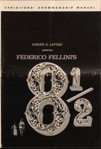 5g504 8 1/2 pressbook '63 Federico Fellini classic, Marcello Mastroianni & Claudia Cardinale!