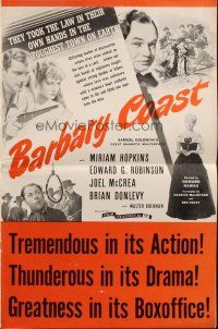 5g528 BARBARY COAST pressbook R44 Edward G. Robinson, Joel McCrea, Miriam Hopkins, Howard Hawks