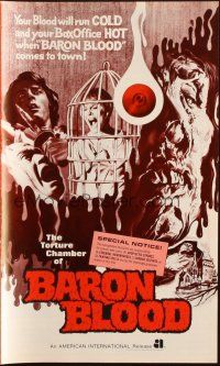 5g529 BARON BLOOD pressbook '72 Mario Bava, the ultimate in human agony, torture beyond belief!