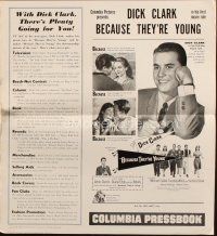 5g531 BECAUSE THEY'RE YOUNG pressbook '60 young Dick Clark, Tuesday Weld, rock 'n' roll teens!