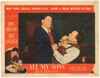 5j339 ALL MY SONS LC #3 '48 close up of Burt Lancaster choking his dad Edward G. Robinson!