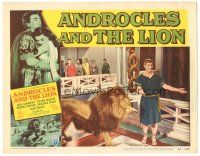 5j349 ANDROCLES & THE LION LC #6 '52 great close up of Alan Young standing by the lion!