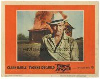 5j368 BAND OF ANGELS LC #3 '57 close up of Clark Gable standing in front of burning house!