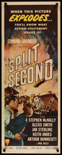 5m770 SPLIT SECOND insert '53 art of Stephen McNally kissing Alexis Smith, Dick Powell noir!