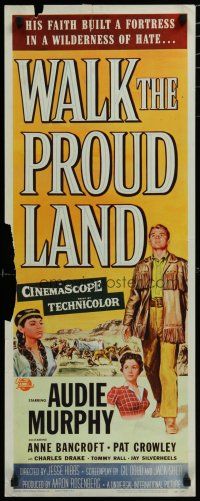 5m830 WALK THE PROUD LAND insert '56 art of Audie Murphy & Native American Anne Bancroft!