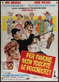 5s227 PRODUCERS Italian 1p R75 Mel Brooks, Zero Mostel & Gene Wilder, wacky different art!