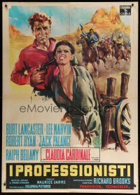 5s228 PROFESSIONALS Italian 1p '66 art of Burt Lancaster & Claudia Cardinale by Giorgio Olivetti!