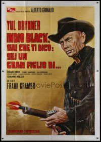 5s119 ADIOS SABATA Italian 2p '71 cool different Gasparri art of Yul Brynner firing his gun!