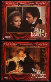 5w162 AGE OF INNOCENCE 2 8x10 mini LCs '93 Scorsese, Daniel Day-Lewis and Michelle Pfeiffer!