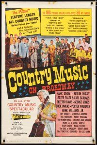 5y181 COUNTRY MUSIC ON BROADWAY 1sh '64 first feature length all country picture, Hank Williams!