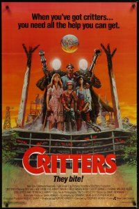 5y190 CRITTERS 1sh '86 great completely different art of cast & monsters by Ken Barr!